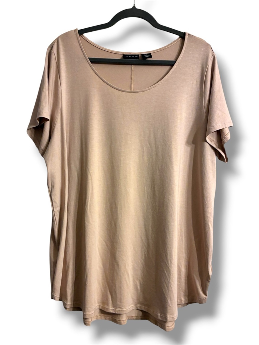✨ Tahari 2X Pima Cotton Modal Scoop Neck Short Sleeve Top Blush Pink